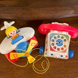 fisher price Pull airplane & Chatter Telephone vintage Sounds